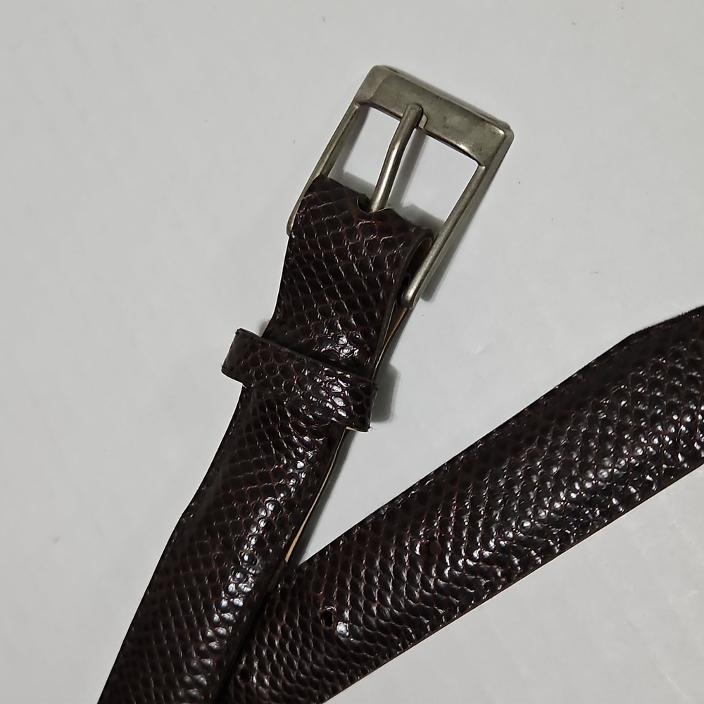 Brown Textured Faux Leather Belt Size 34